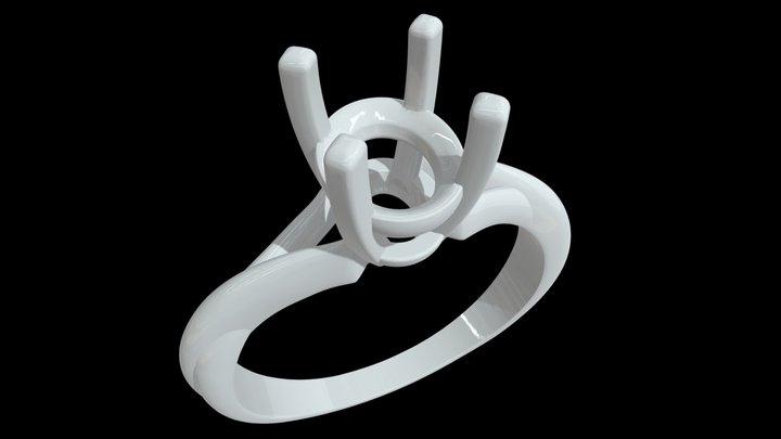 Twisted Oval Gemstone Engagement Ring -O11031OV 3D Model