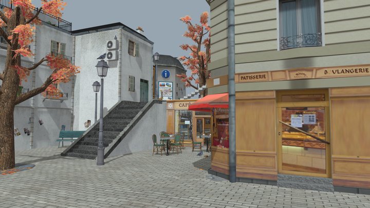 1DAE03 Loykens Beau City Scene Montmartre 3D Model