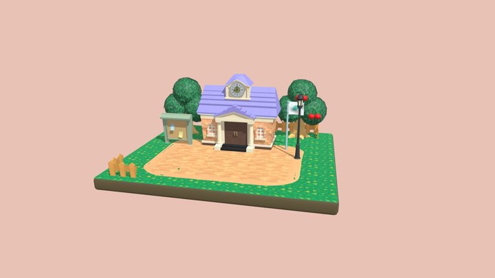 Animal Crossing Town Hall Diorama 3D Model