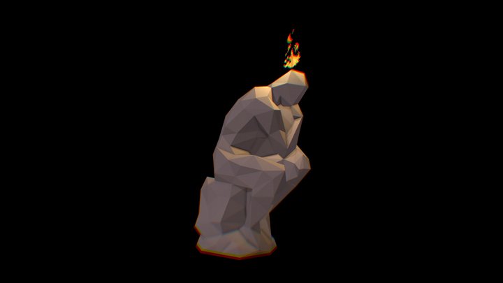 The Thinker 8bit Fire 3D Model