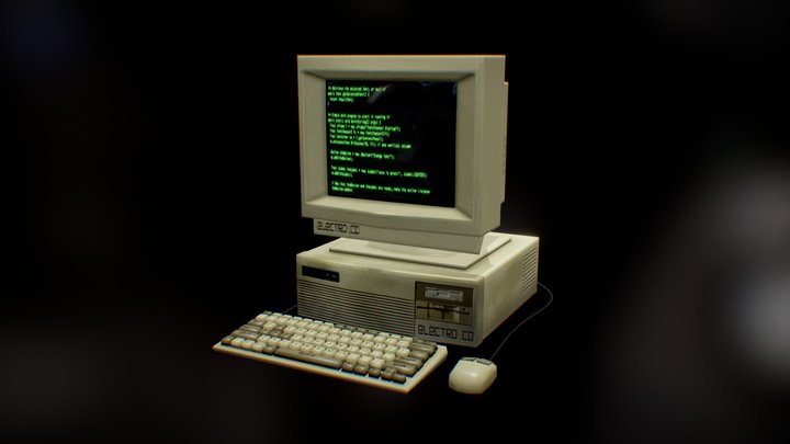 Retro CRT Computer (1990s Desktop PC) 3D Model