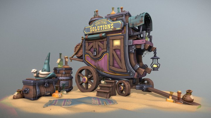 The Potionmaster's Stagecoach & Wares 3D Model