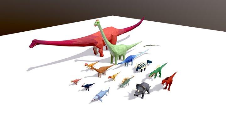 Low Poly Dinosaurs Pack 3D Model