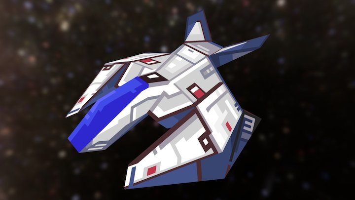 Pixel Low Poly Spaceship 3D Model