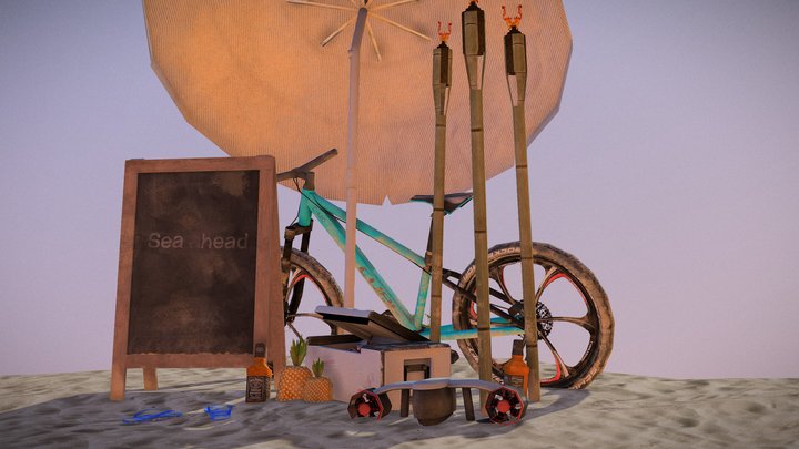 Let's go to the beach! -  6 beach themed props 3D Model