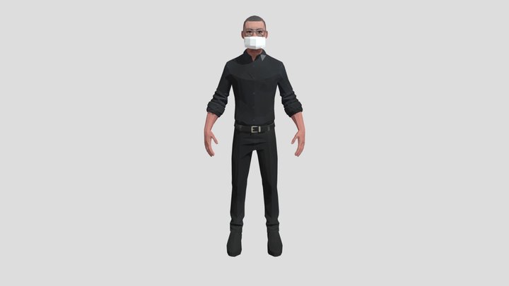 Lowpoly human KUSANAGI with MASK 3D Model