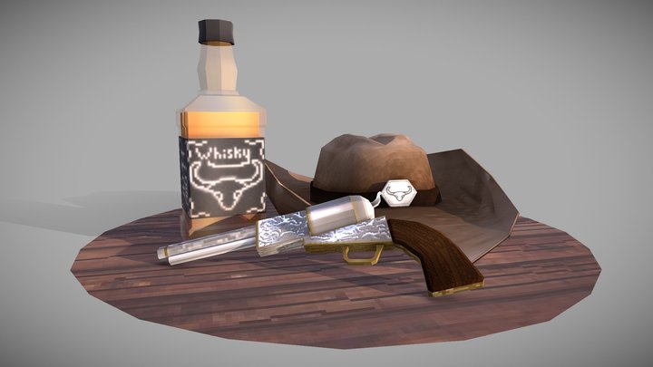 Hat Revolver Whisky 3D Model