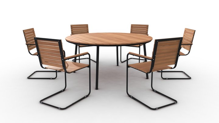 Dining Table & Chair Set 3D Model