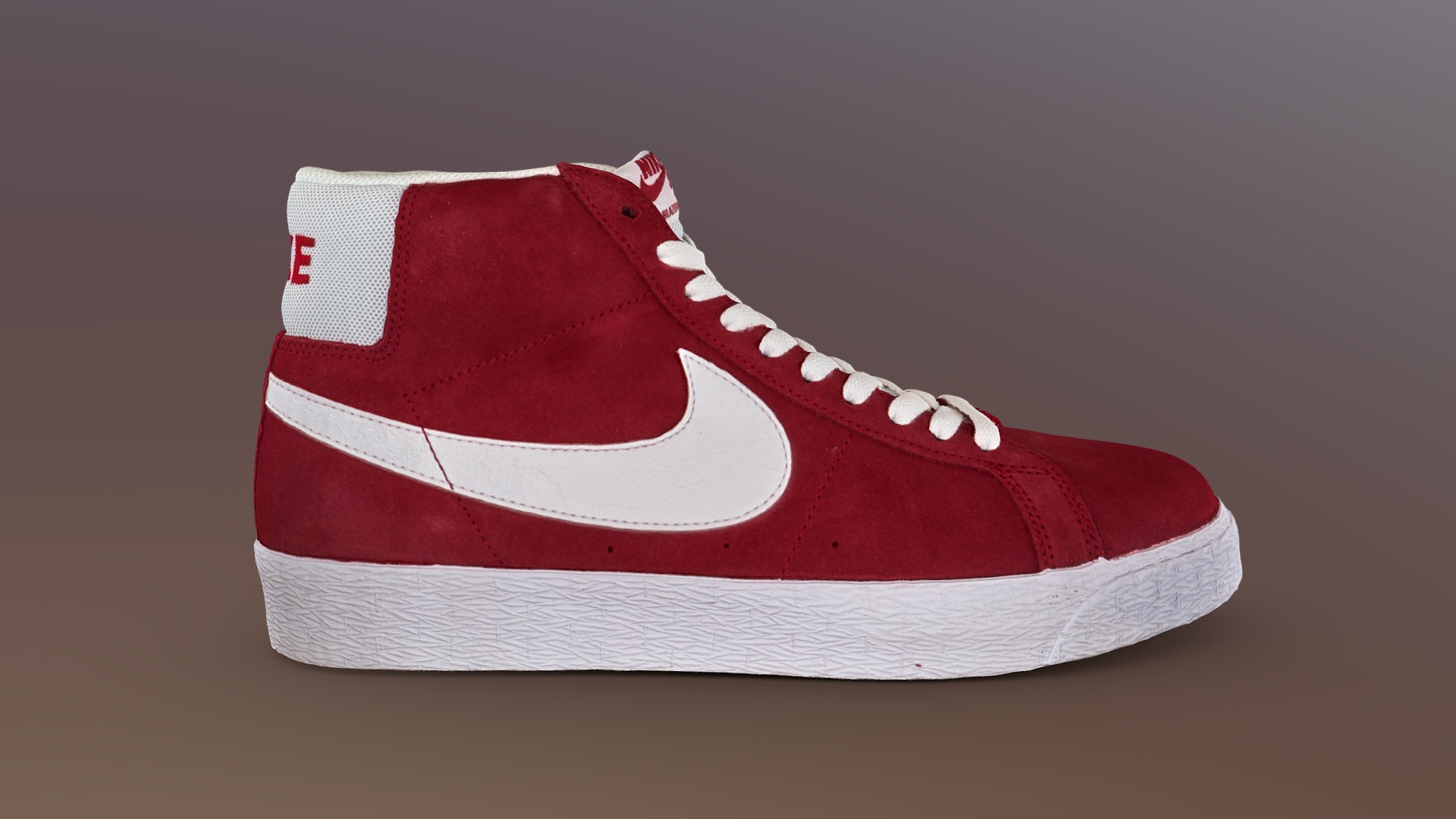 3D model Nike SB Zoom Blazer - This is a 3D model of the Nike SB Zoom Blazer. The 3D model is about a red and white striped shoe.