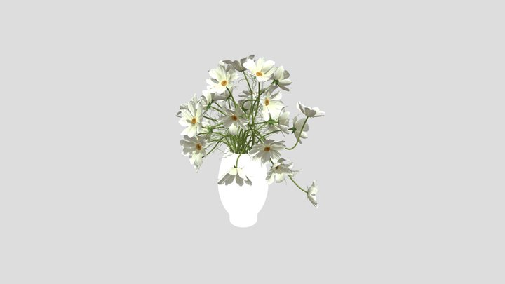 White Cosmos Flower – Free 3D Model STL