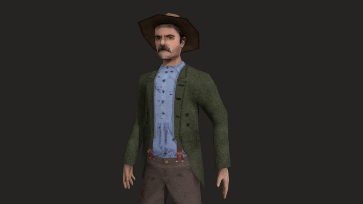 Cowboy - PS1 PSX Style Character (Commission) 3D Model