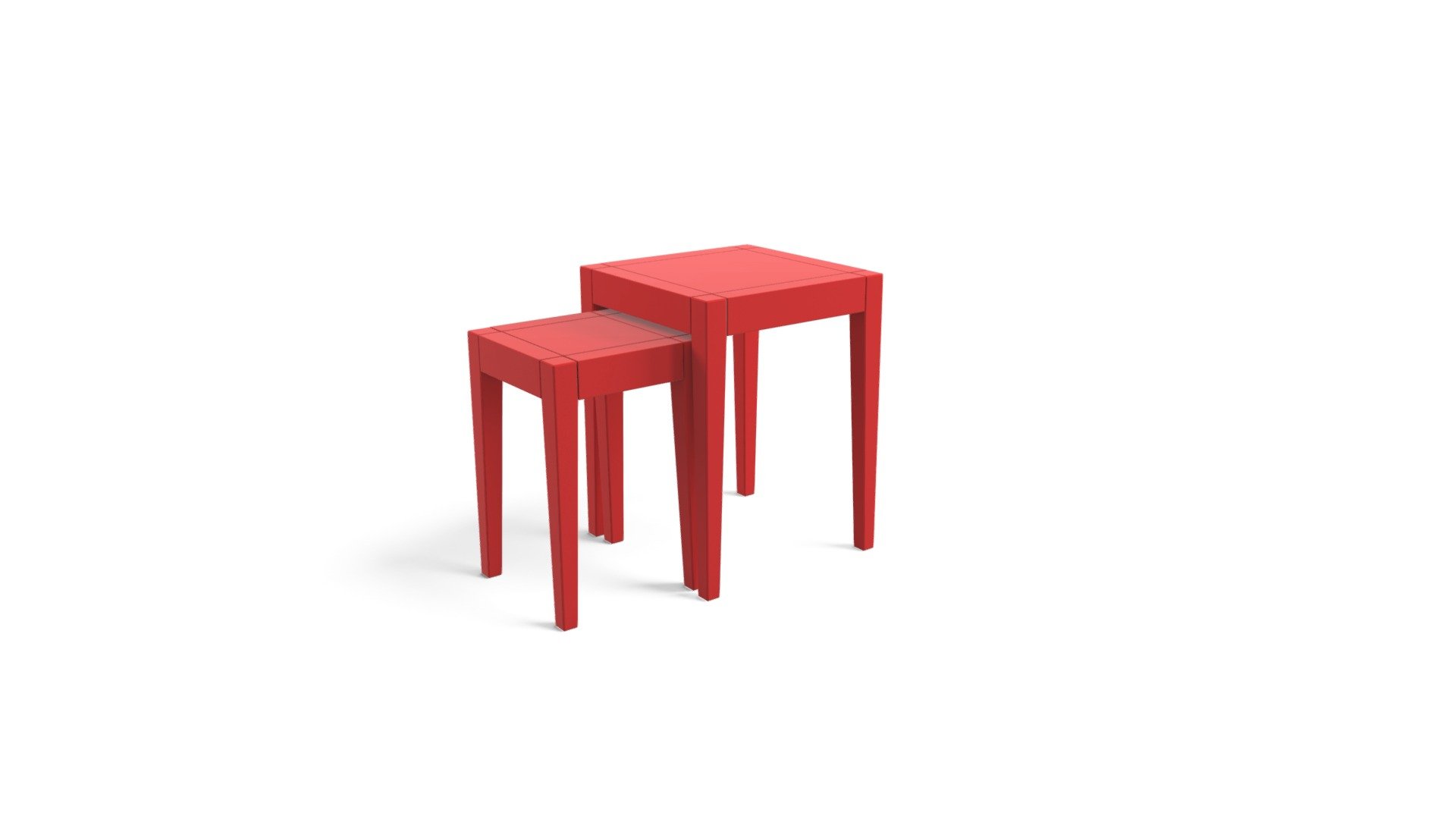2 X Twain Nesting Tables, Red