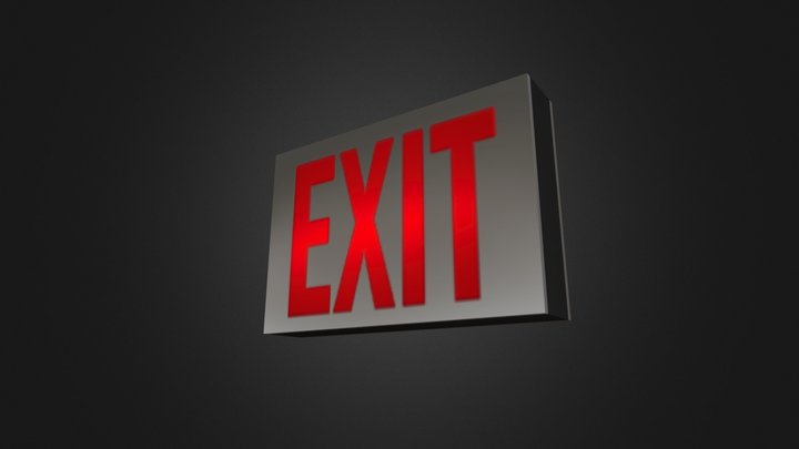 Exit Sign Low Poly 3D Model
