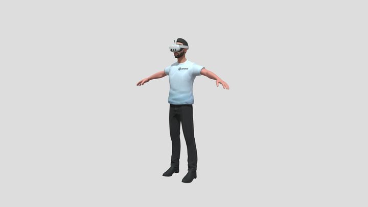 Man with Meta Quest 3 headset 3D Model