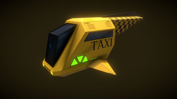 Cyberpunk Low-Poly Flying Taxi 3D Model