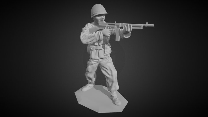 USA - Marine With a Thompson 3D Model