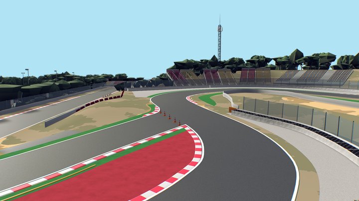 Cartoon Race Track Barcelona 3D Model