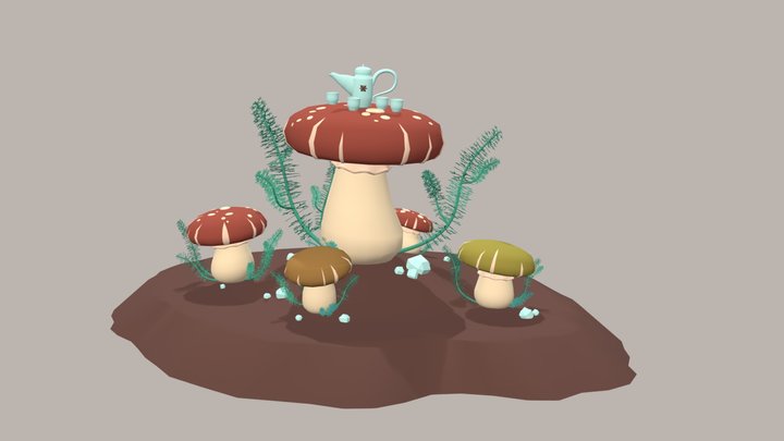 Garden mushrooms 3D Model