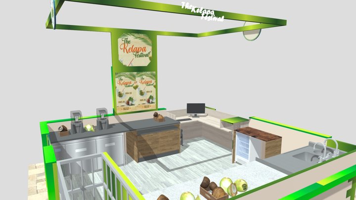Coco Nut Kiosk - Green Theme 3D Model