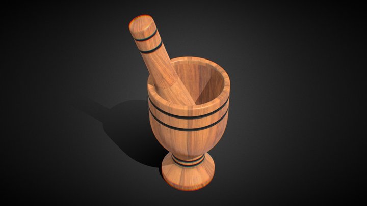 [FREE] Wooden Mortar & Pestle: Kitchen Asset