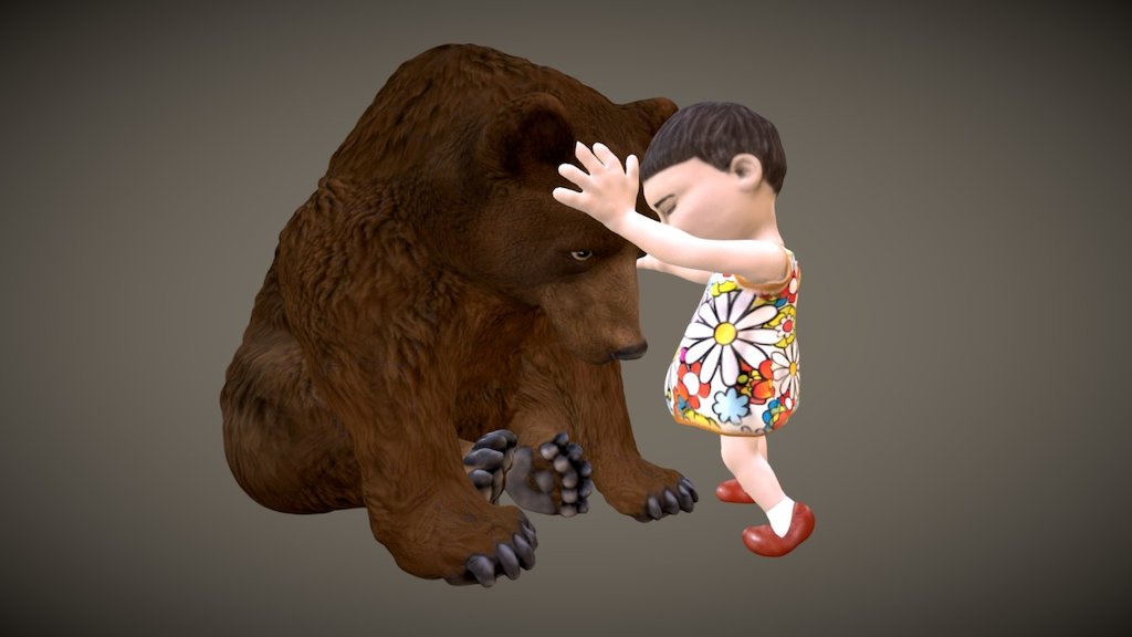 ..she loves his big teddy bear..