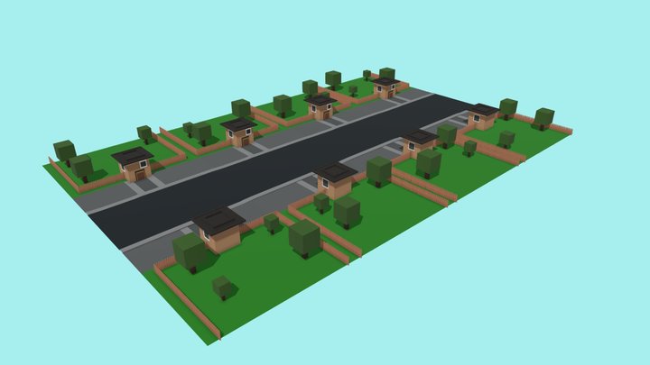 Lowpoly Minimalist Street Design 3D Model