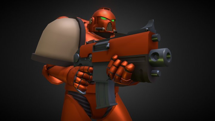 Warhammer 40K Space Marine Rigged & Animated 3D Model
