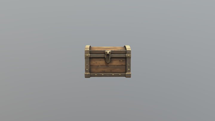 Antique Wooden Treasure Chest 3D Model