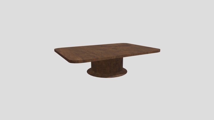 Realistic Wooden Coffee Table 3D Model