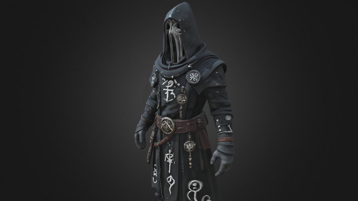 Ash-Grey Cultist - Ritual Mask & Chains – Kostenloses 3D-Modell STL