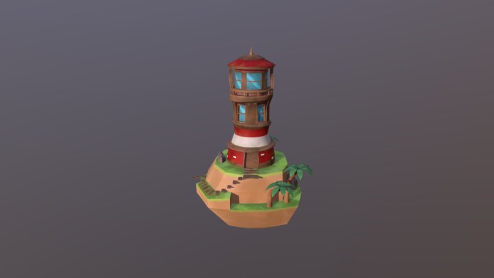 Cartoon Lighthouse 3D Model