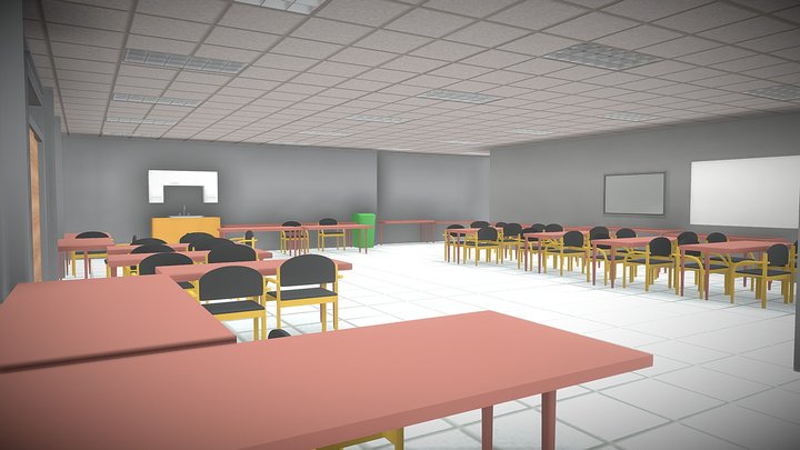 High School Hallway 3D Model