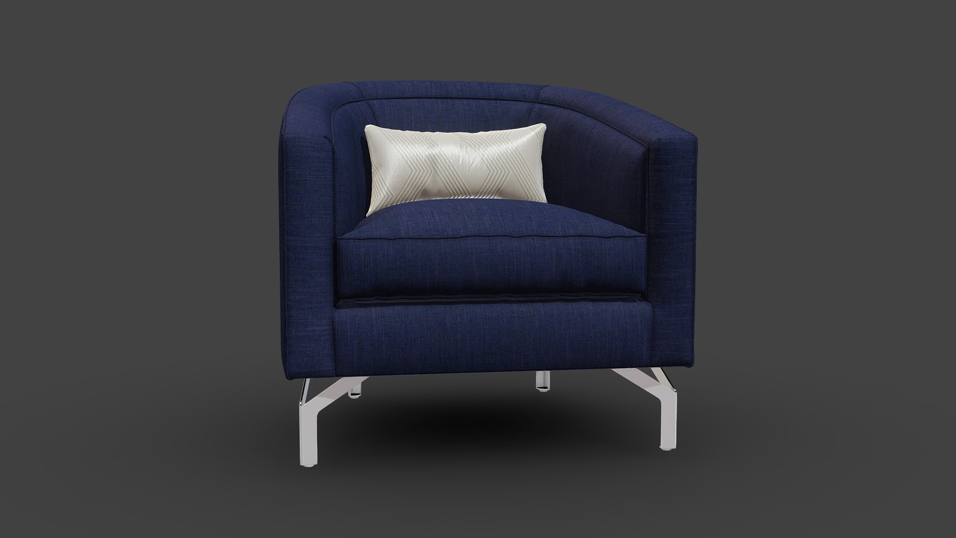 3D model Annette Cabriole Armchair - This is a 3D model of the Annette Cabriole Armchair. The 3D model is about a blue chair with a white pillow.