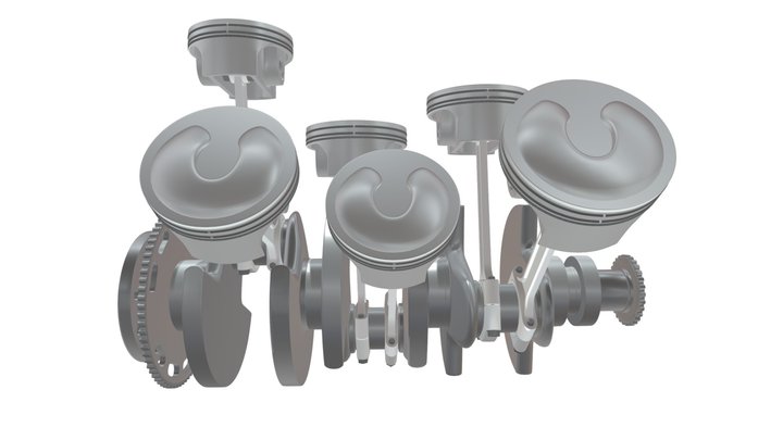 V6 Engine Cylinders 3D Model