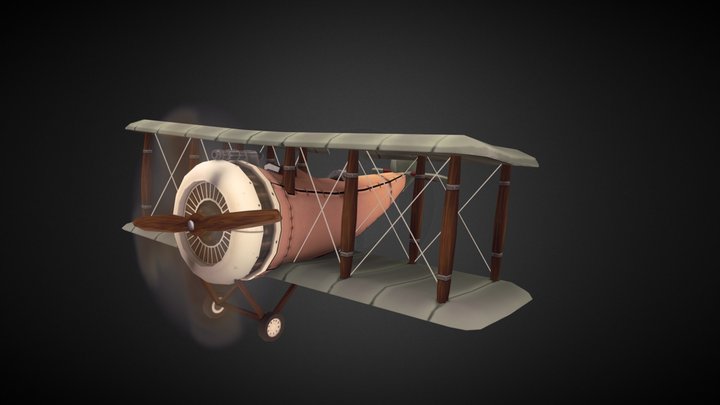 Salmson 2-A2 - Stylized WW1 Plane 3D Model