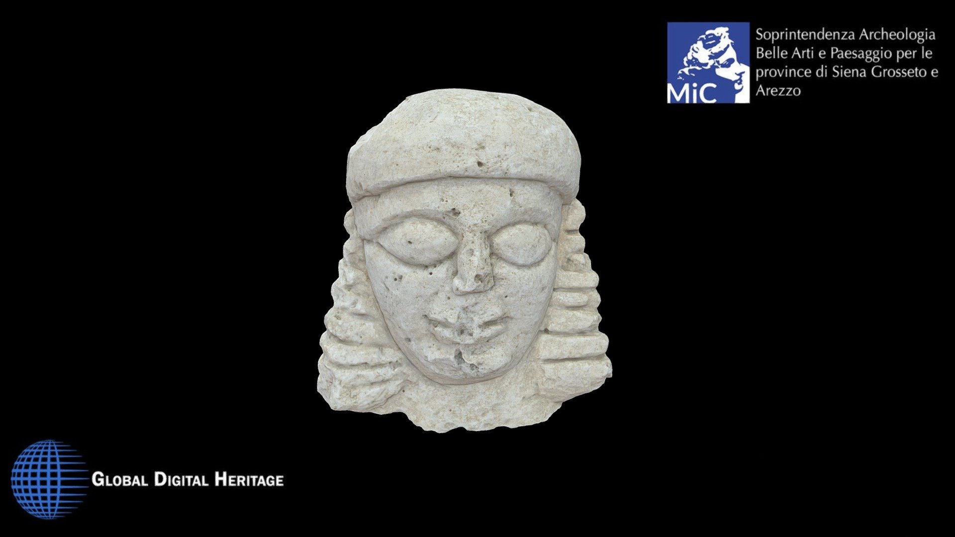 Limestone male head, Tumulus of Molinello