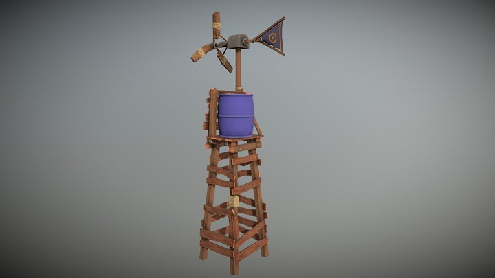 Handpainted Windmill Tower 3D Model