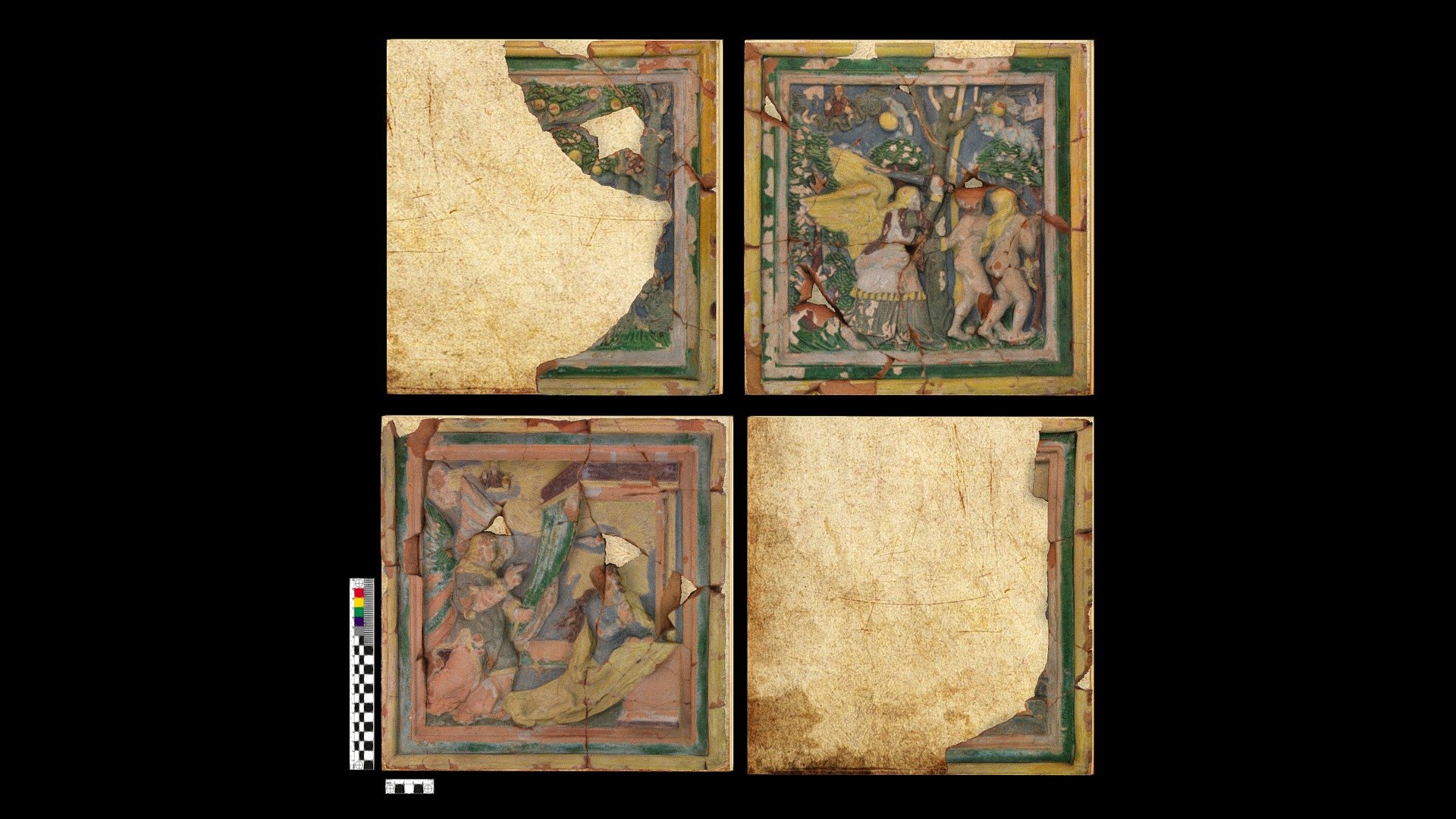 Renaissance polychrome stove tiles