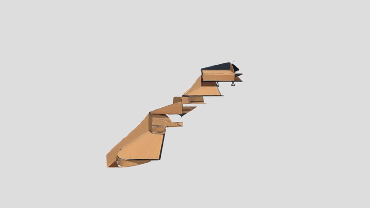 zigzag wooden staircase 3D Model