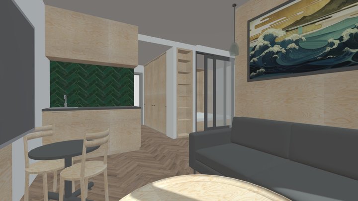 Квартира 1+1 с колористическим решением 3D Model