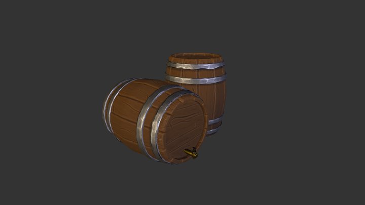 Stylized Barrel (v2) 3D Model