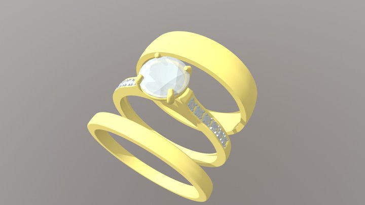 Complete Gold Wedding Set - 01BS01 3D Model