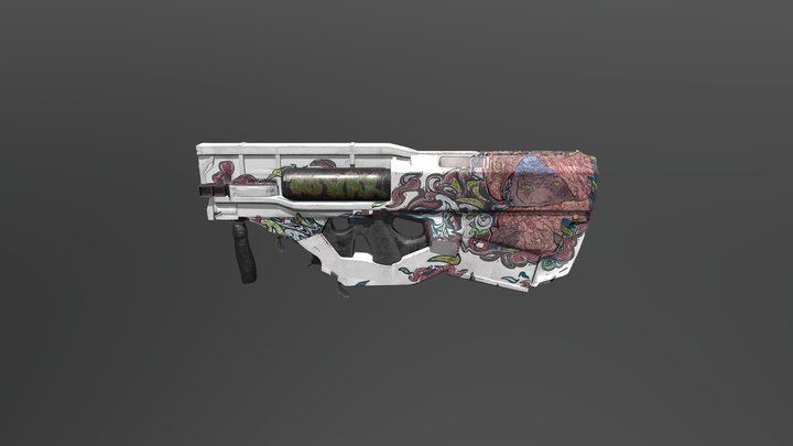 Student work- Low-poly graffiti weapon 3D Model