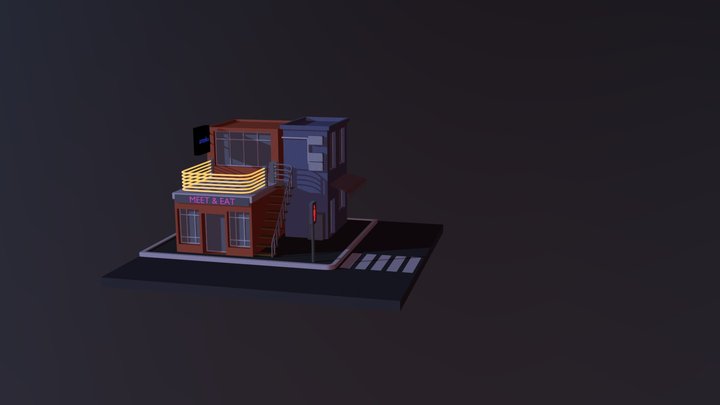 Neon city hotel 3D Model