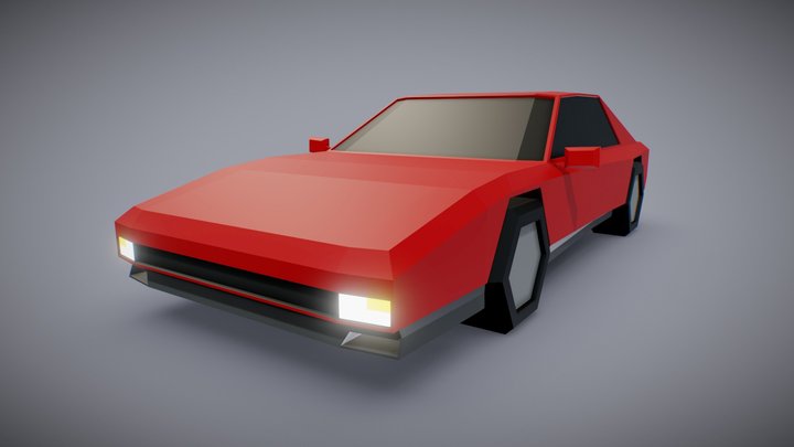 Low Poly 80's Sports Car 3D Model