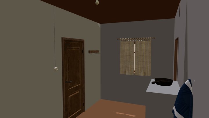 Двухквартирный сборно-щитовой дом типа Щ-1 3D Model
