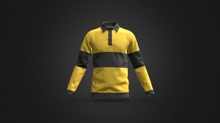 Realistic Yellow Polo Shirt 3D Model