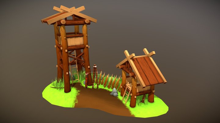 DAE VILLAGES - Viking hunting post 3D Model