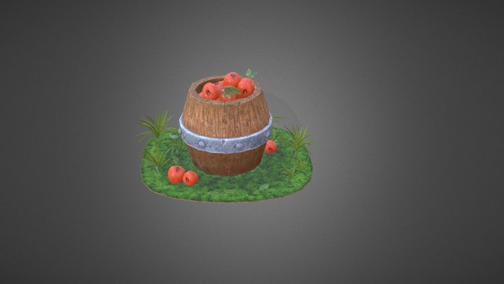 Barrel and Apple 3D Model