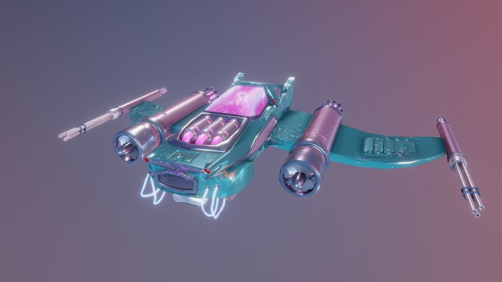 Retro Futuristic Spaceship - Elsa 3D Model